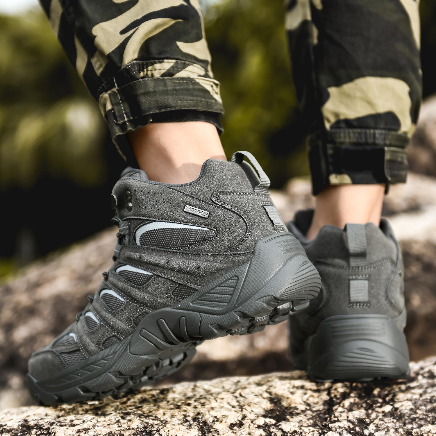 

Men s Large Military Hiking Boots: Wear-Resistant, Anti-Kick, for Outdoor Sports & Camping 46 серый