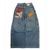 Mens Y2K Hip Hop Wide Leg Straight Fit Denim Jeans - Washed Cotton Loose Streetwear Style