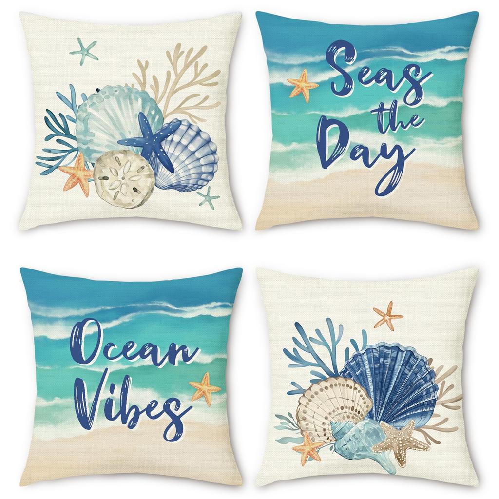 4 st linne-kuddöverdrag 45x45 cm Dekorativa kuddöverdrag för soffa, sovrum, vardagsrum Heminredning Kuddöverdrag med dragkedja
