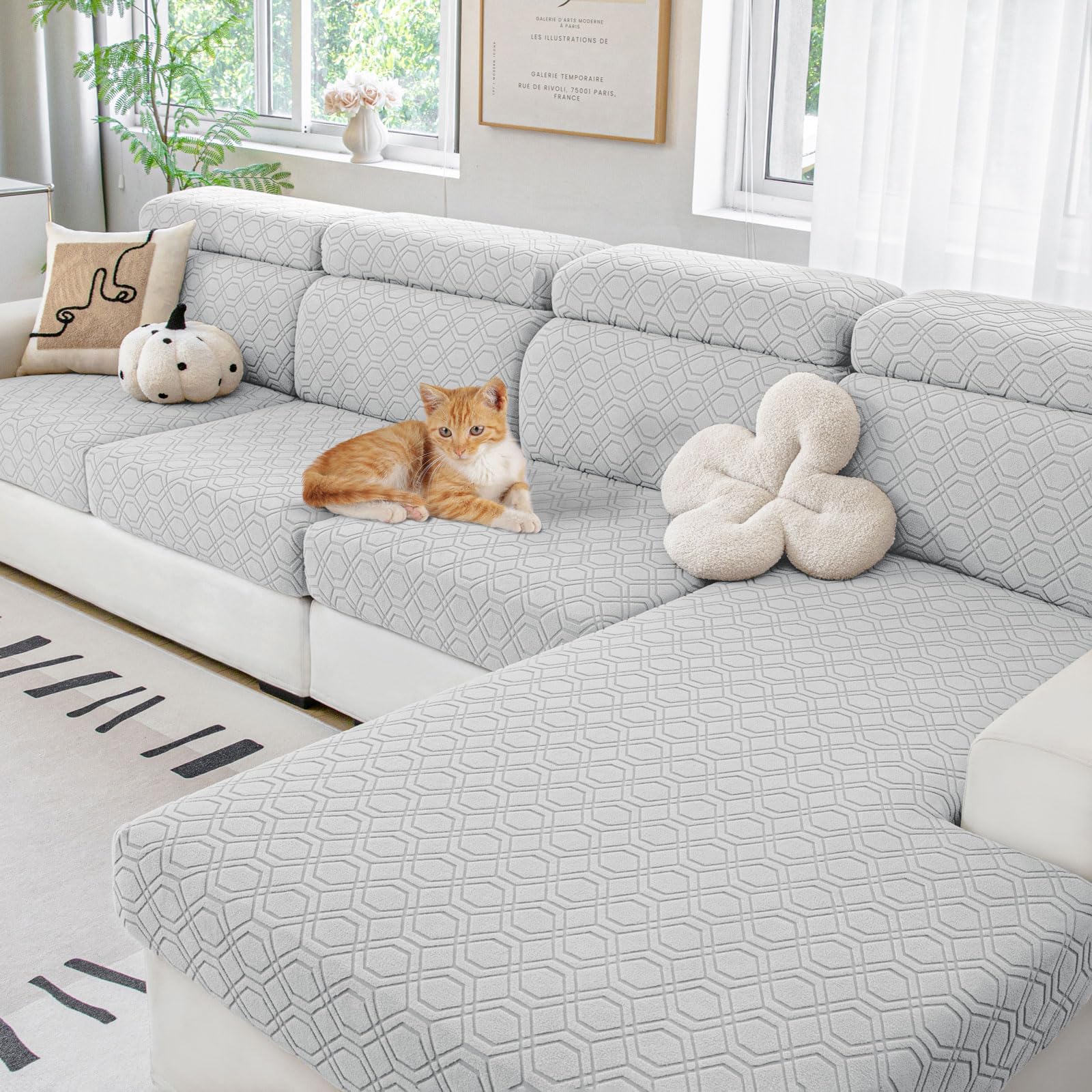 

Kitinjoy Individual Couch Cushion Covers Universal Magic Sofa Covers Washable Stretch Couch Sofa Covers Sofa Seat Cushion Covers One-1PC светло-серый