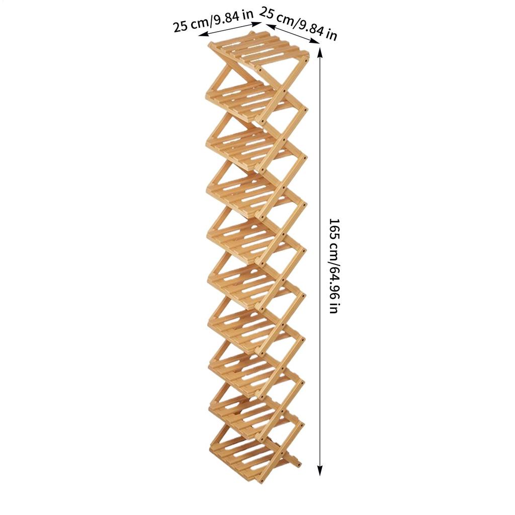 10 Layer Bamboo Shoe Rack Wooden Foldable Storage Shelf Large Capacity Standing Shoe Rack Organizer For Living Room Hallway