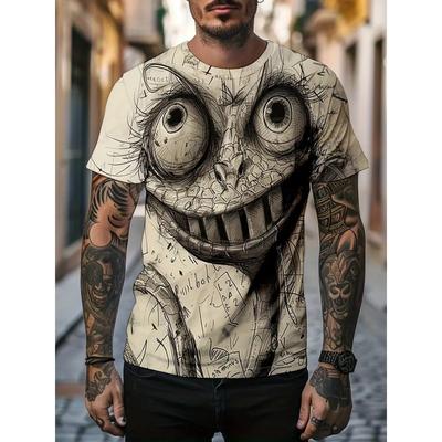 Monster Graffiti Art Grafik T-Shirt Für Herren Kinder Lustiges 3D Tier Bedrucktes T-Shirt Lässig Kurzärmlig Rundhals Oberteil Übergroßes T-Shirt