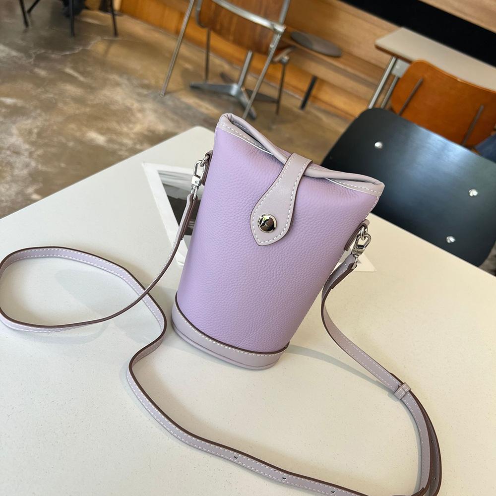 2025 Nowe Mini Damskie Torby Crossbody Dwukolorowa Skóra Naturalna Mała Torba na Ramię Torebka Pierwsza Warstwa Skóry Bydlęcej Torba Wiaderko Portmonetka