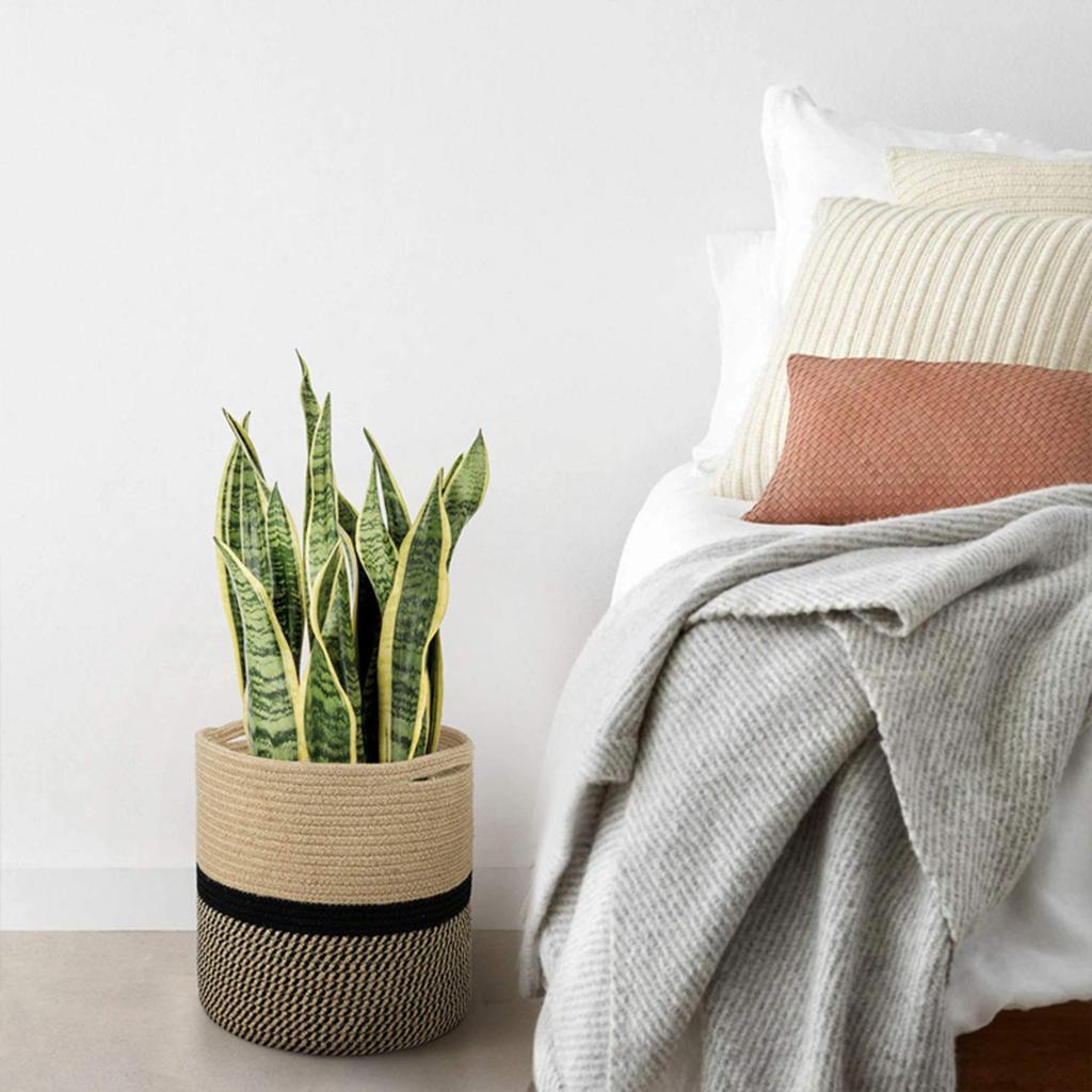 Woven Flower Baskets, Handmade Woven Baskets, Green Plant Floor Pots, Straw Woven Flower Pots