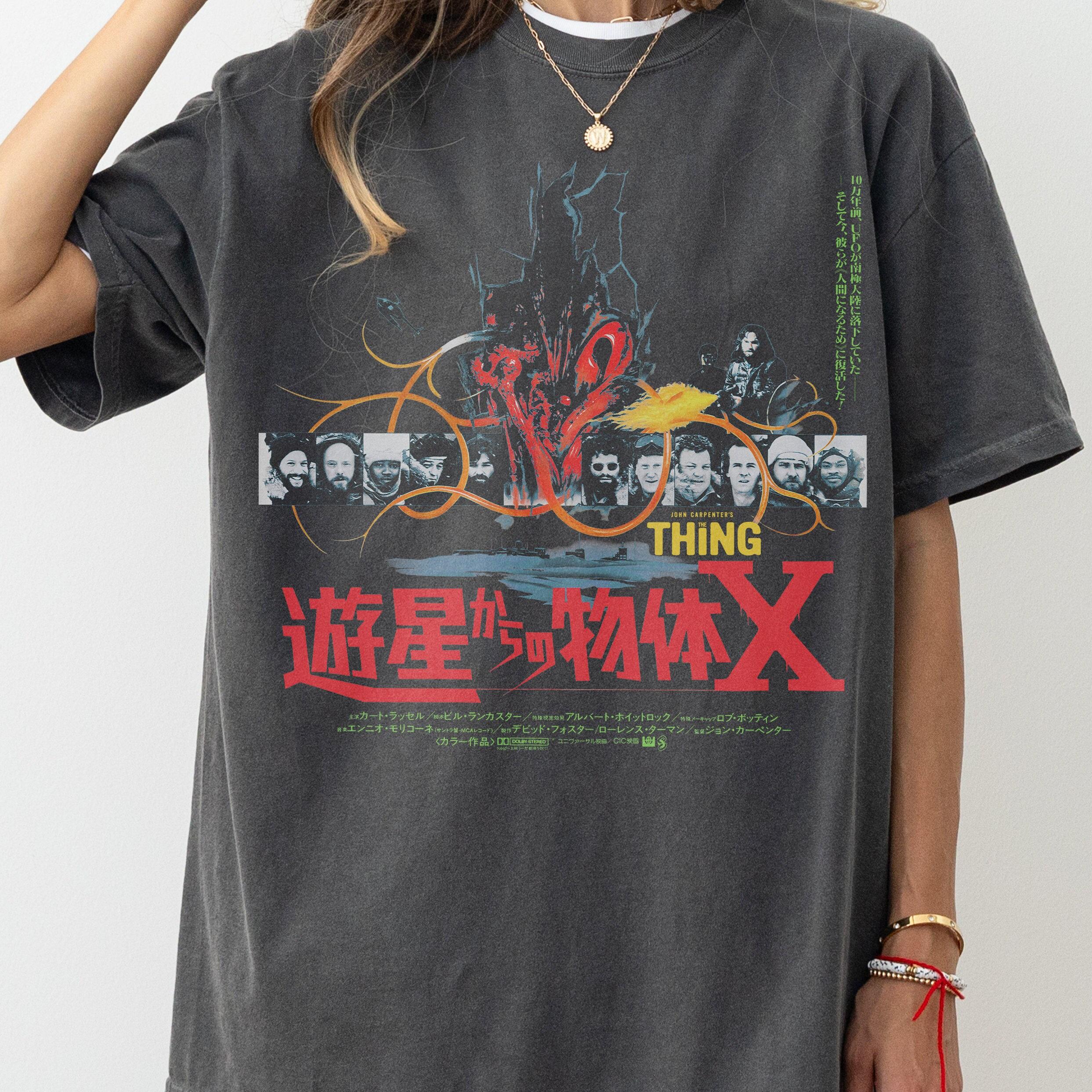Retro 80s Horror Movie Shirt Retro Japanese Poster Graphic Tee with The Thing Shirt SciFi Movie Merch John Carpenter TShirt S