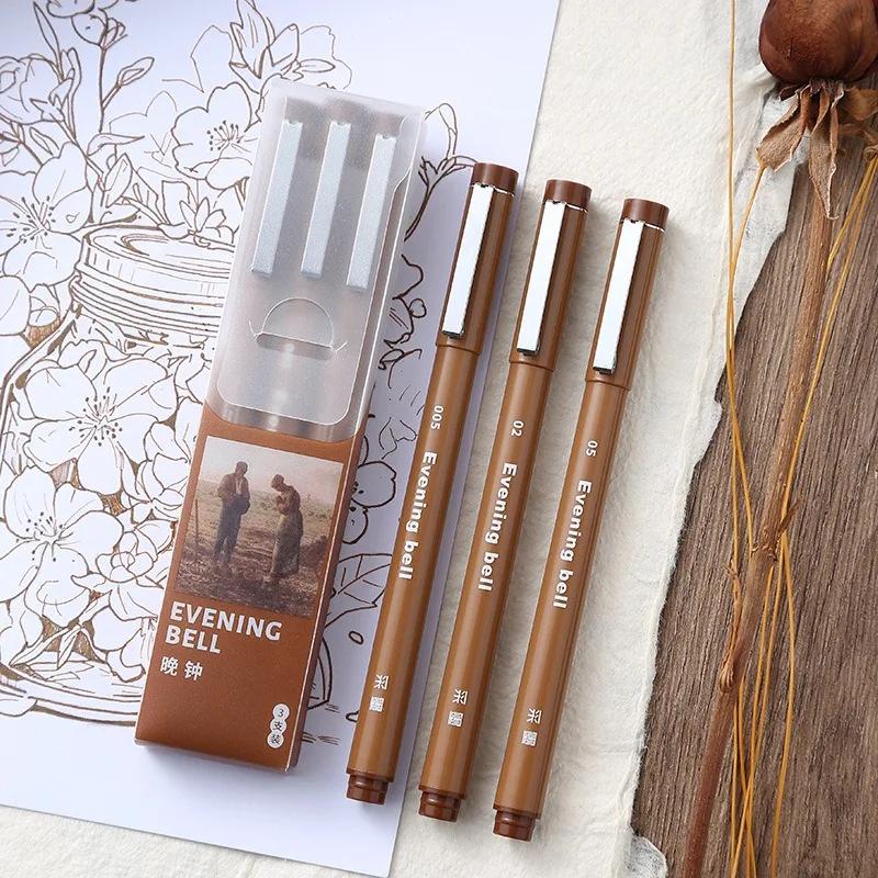 Brown Marker Pen Set Manga Color Pen for Lettering Needle Pen Micron Art Sketch Journaling Watercolor School Supplies Stationery