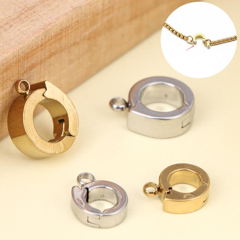 1/5 Stück Edelstahl Halskettenverschluss Runde Verbindungs Schnalle Für DIY Ohrring Armband Anhänger Haken Schmuckherstellung Zubehör