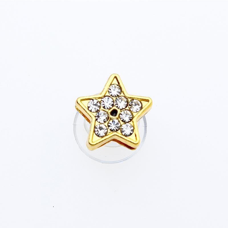 1Pcs Gold Letters Metal Shoe Charms Crystal Diamond Alloy Charms Shoes Accessories Buckle High Quality Shoes Decoration