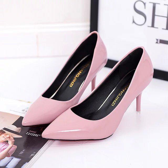 Women's Pointed Toe Velvet High Heels - Shallow Mouth, Thin Heel, Large Sizes Available