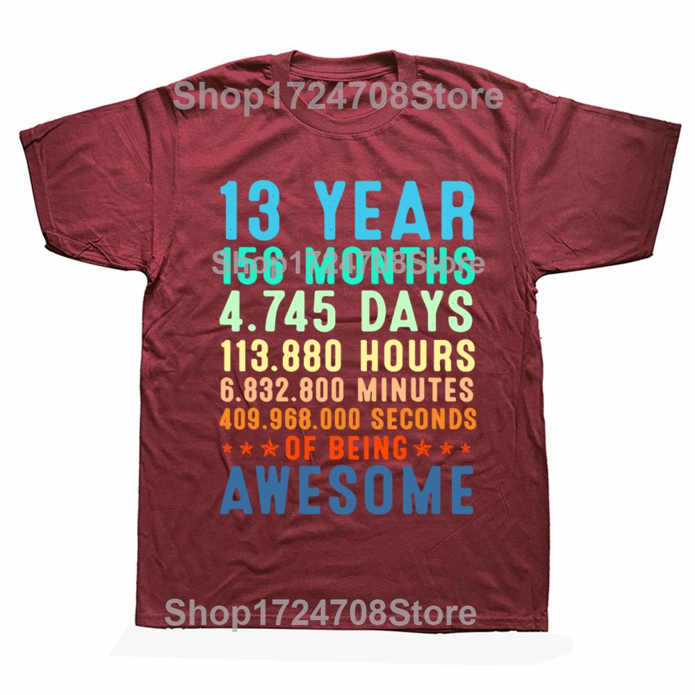 Birthday 13th 13 Years Old Vintage Retro 156 Months T Shirts Summer Streetwear Short Sleeve Official Teenager Gifts Tshirt
