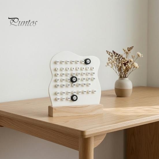 Wiederverwendbarer Ganzjahreskalender, Ewiger Block mit Datumsmarkierer, Schreibtisch-Holz, Moderne minimalistische Basis, DIY-Ring, Ein Tagesplaner für Büro und Zuhause
