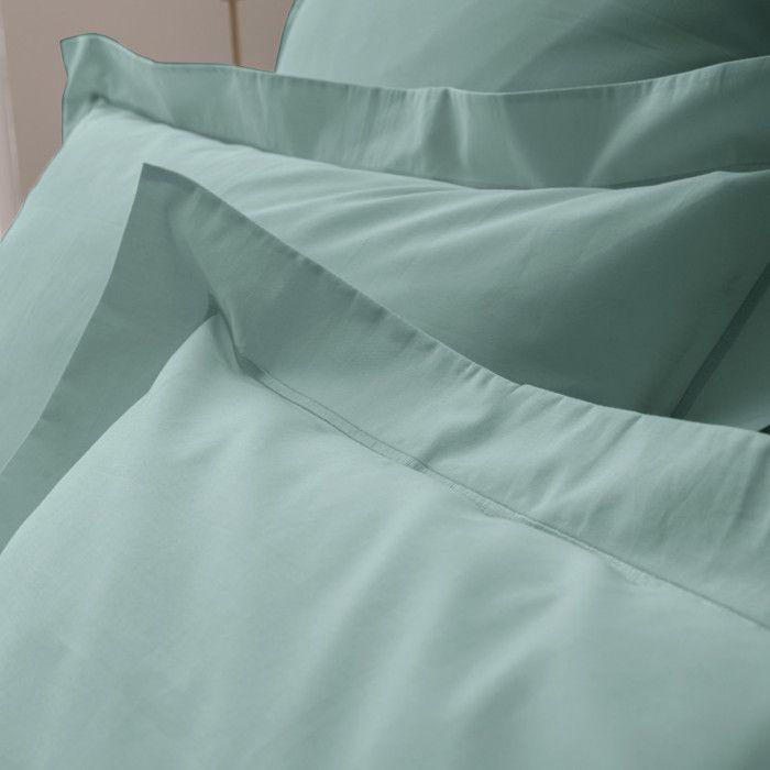 Taie d'oreiller percale de coton peigné "Julian" toutes dimensions Coton Pur - Julian Céladon - Taie d'oreiller 50 x 70 cm finition