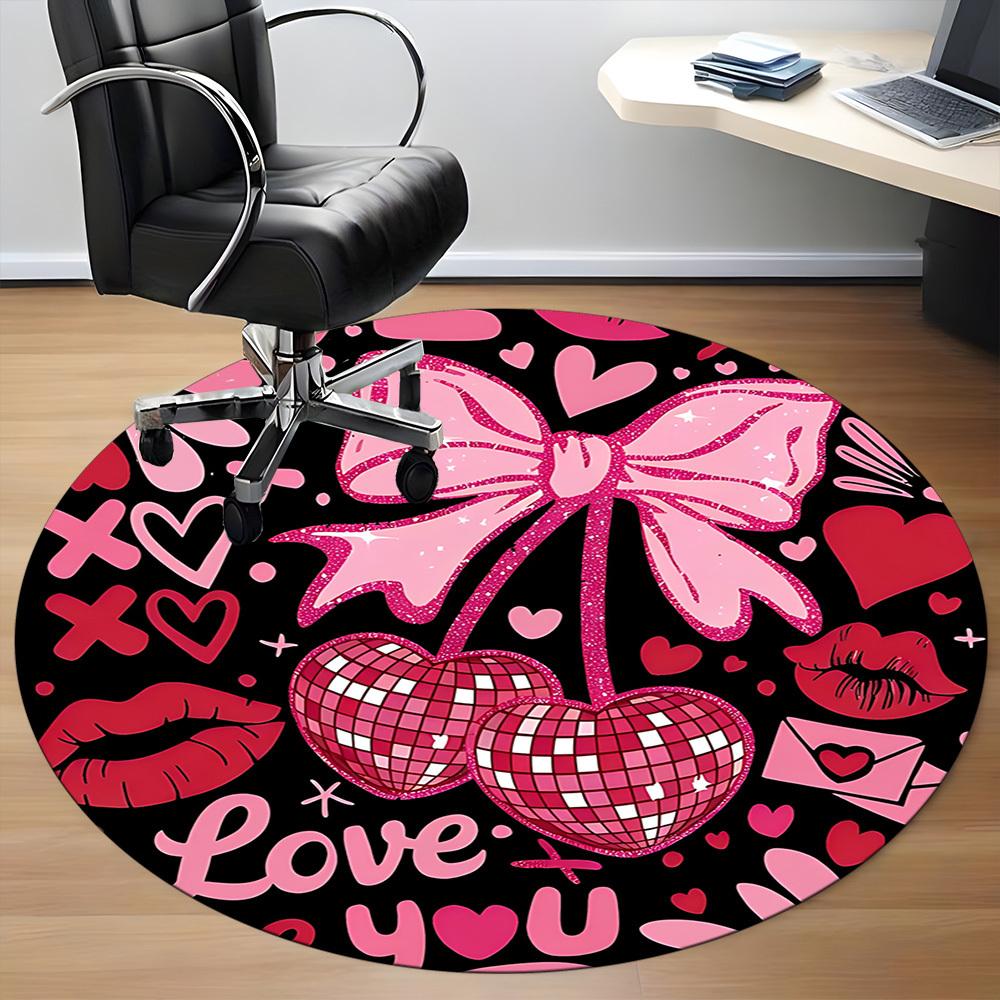 1pc Cherish Love Office Round Rug, Non-slip, Soft and Durable Office Rug for Interior Decoration, Perfect for Office,Decoration Yy260204062