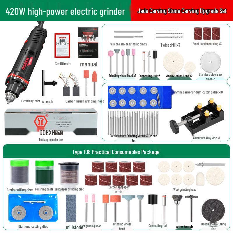 High-Power Electric Grinder & Polisher for Cutting, Jade Opening, Peeling, and Wood Carving
