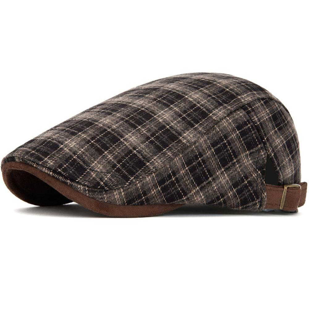 HT4978 Berets Autumn Winter Cap for Men Women Retro Artist Painter Plaid Beret Hat Male Female Ivy Flat Cap Adjustable Beret Cap