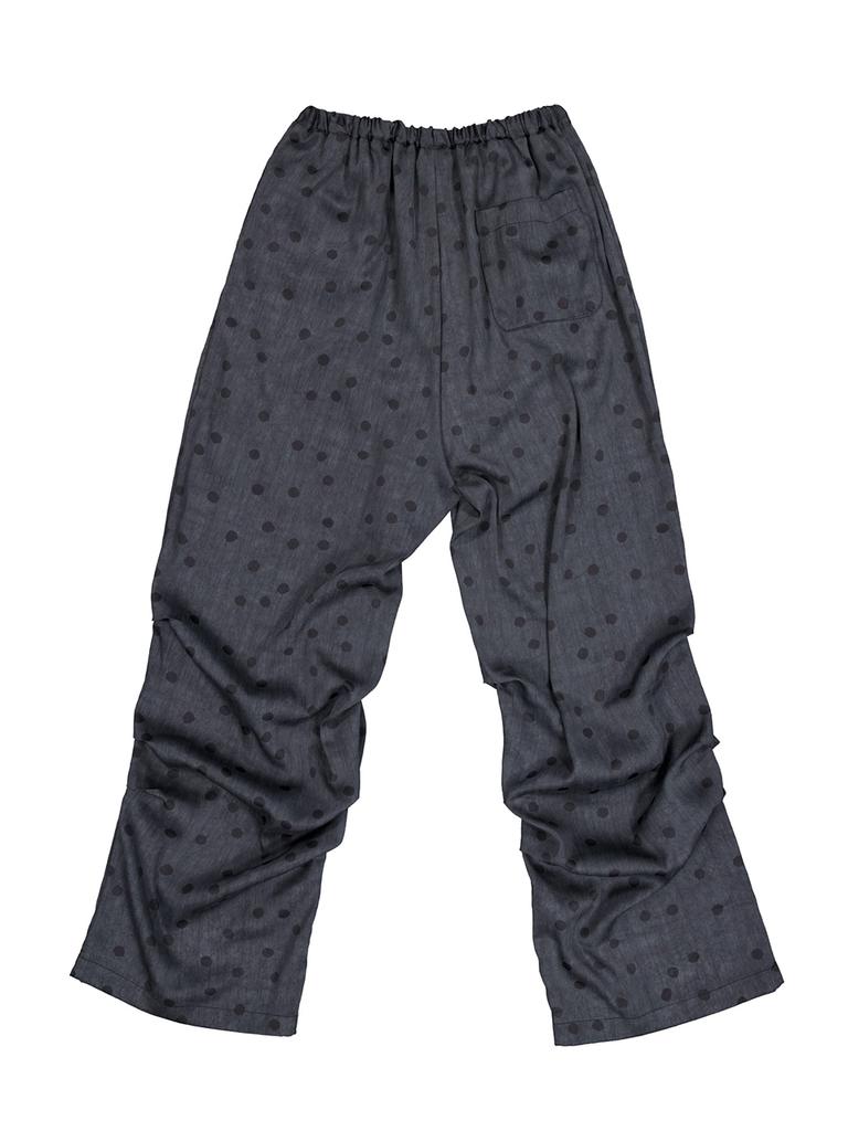 Sukkoleuseji Wide String Dot Pants Resembling A Crumpled Page (Black)