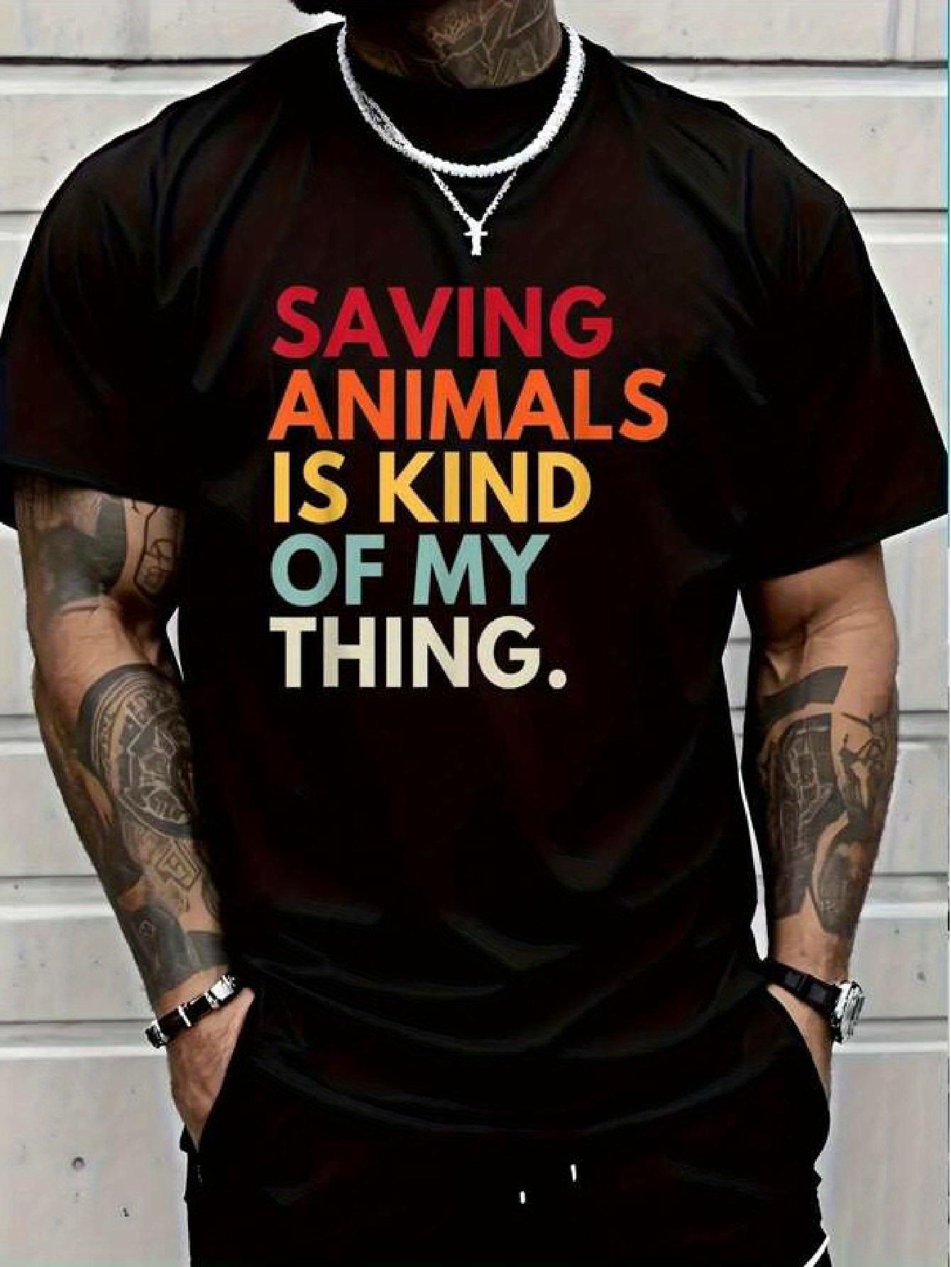 Saving Animals Is My Hobby 100% Cotton T-shirt - Casual Crew Neck XL
