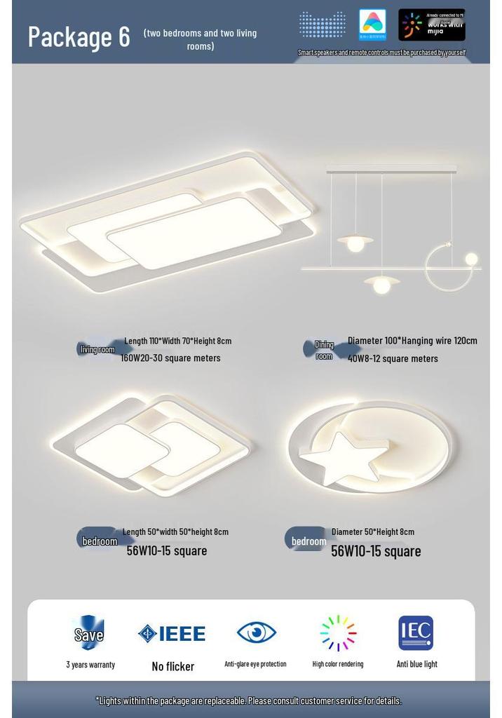 Cream Minimalist Smart Ceiling Light for Living Room - 2022 Popular Style Lighting Fixture Package