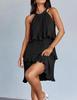 2026 European Sleeveless Patchwork Pleated Hem Women's Dress