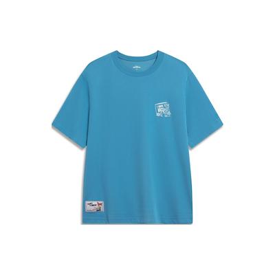 Bedruckter Buchstaben Rundhals Pullover Kurzarm T-Shirt Herren Tops Dunkelsee-Blau AHST269-2