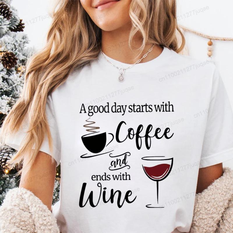 Premium TshirtChristmas Wine Glass Drink Drank Drunk Print TShirts For Women Summer Funny Round Neck Short Sleeve Casual Top