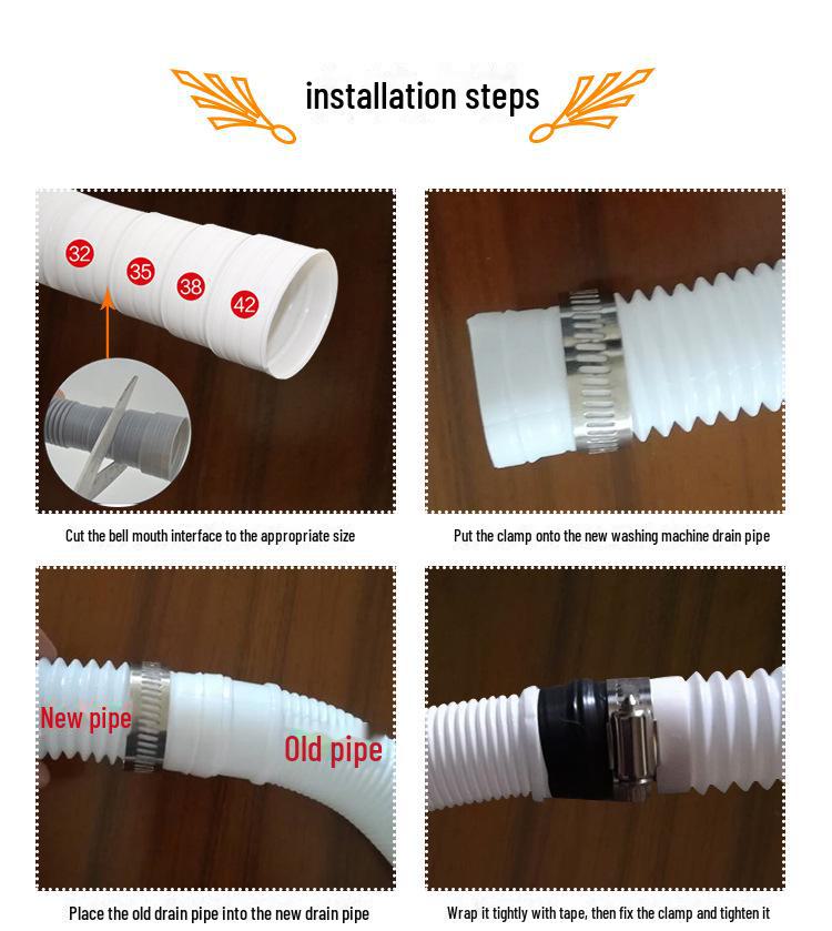 Universelle Ablaufrohrverlängerung für Waschmaschinen - verdickter Auslass, einteilig