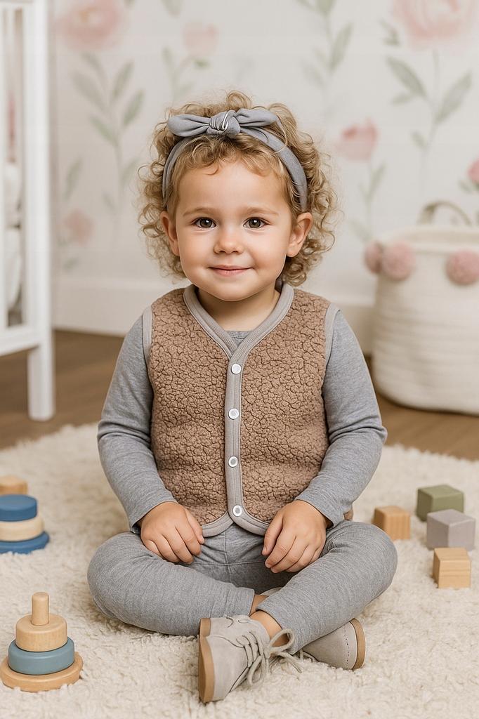 Warm Children' Vest 98 Sleeveless Sheepskin Jacket Beige