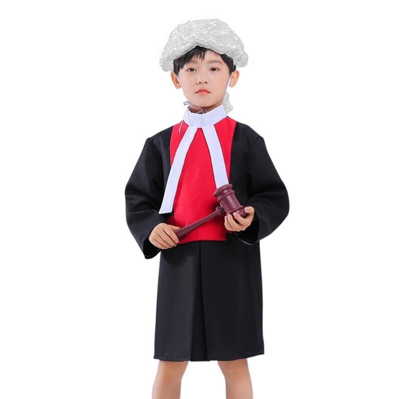 

Children Judge Costume Set with Judge Wig, Judge Robe, Wooden Judge Gavel, Kids Judge Costume Halloween Costume 1