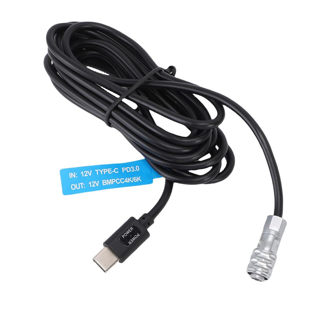 Type C Power Cable Suitable for BMPCC 4K 6K Cinema Camera 200cm Length USB C to 2 Pin Female Connector Power Cord