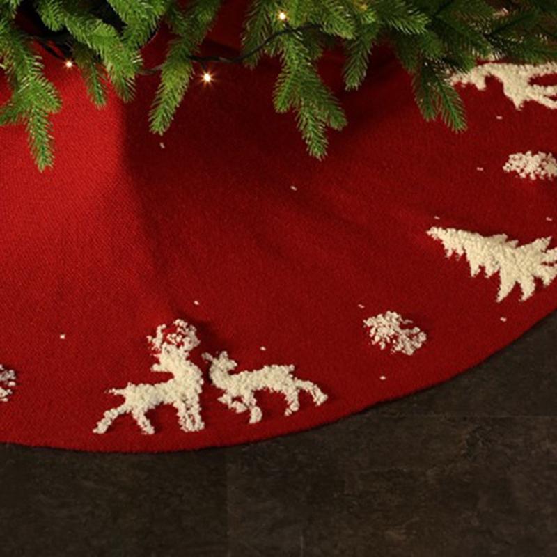 J1UL1N Folded Curly Side Tree Skirt Christmas Knitted Tree Skirt Christmas Supplies Tree Bottom Apron