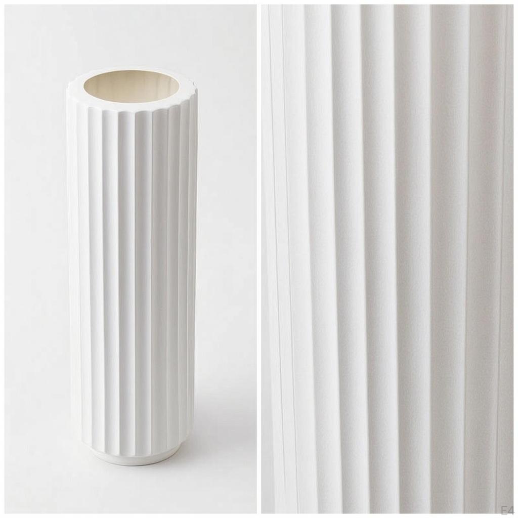 Vase with Ceramic Look Shatterproof Ribbed Lightweight for Simplicity Lovers, Florists, Living