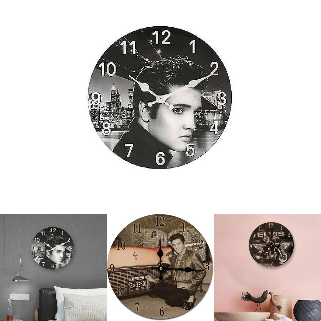 Minimal Retro Elvis Presley Gemusterte Wanduhr für Wohnzimmer Dekor