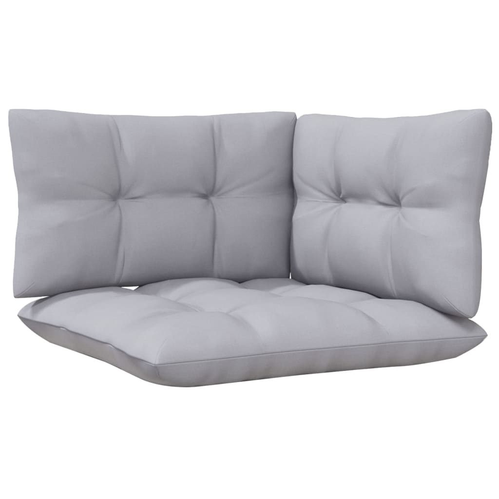 Vidaxl 3-Cz. Garden Lounge Set, Grey Cushions, Pine