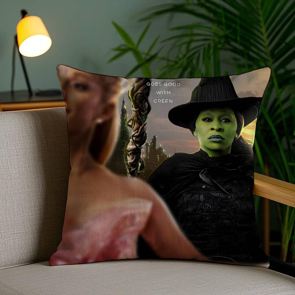 W-Wicked Part One Movie Pillow Case Home Dorm Chair Back Short Plush Double-Sided Printing Office Nap Time Cushion Cover