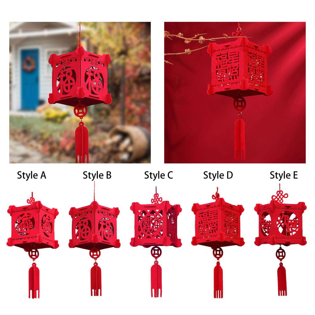 Chinese Lantern Decorative Lucky Cube 3D Chinese New Year Lantern Felt for Celebration Indoor Outdoor Wedding Home Decor