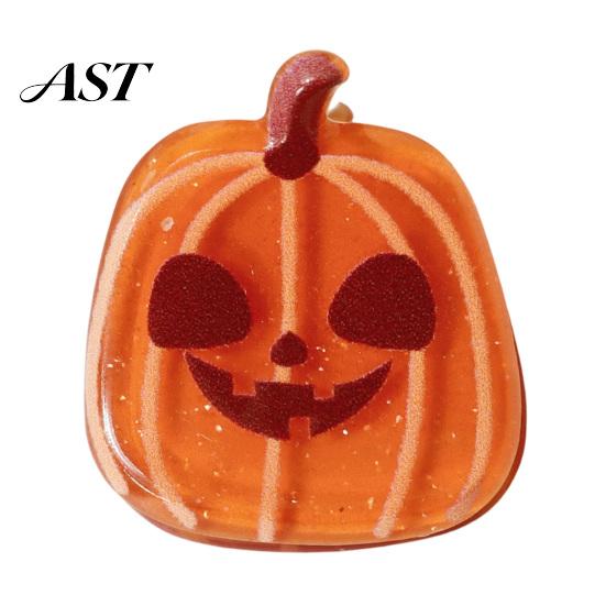 Halloween Hair Clips Cartoon for Women Girls, Acrylic Glitter Pumpkin/Ghost/Bat/Cat Reliable Clamping Force Accessories, Cute Decorative Barrettes