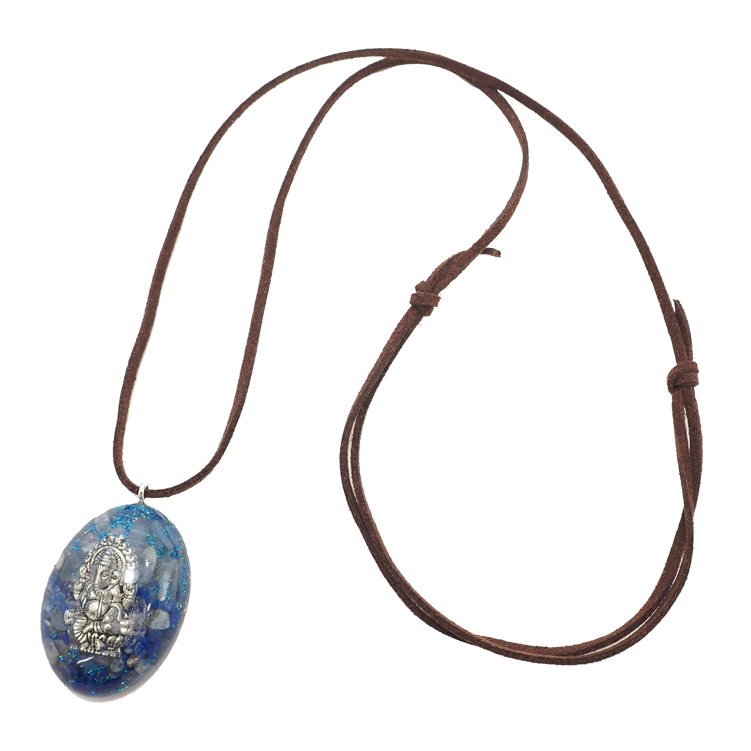 

Natural Stone Orgonite Necklace Ganesha God Pendant Top Power Stone Luck Truth Harmony Adaptation Good Luck Feng Shui Goods Lazuli [RELIGHT] (Lapis & ляпіс-лазур кольору