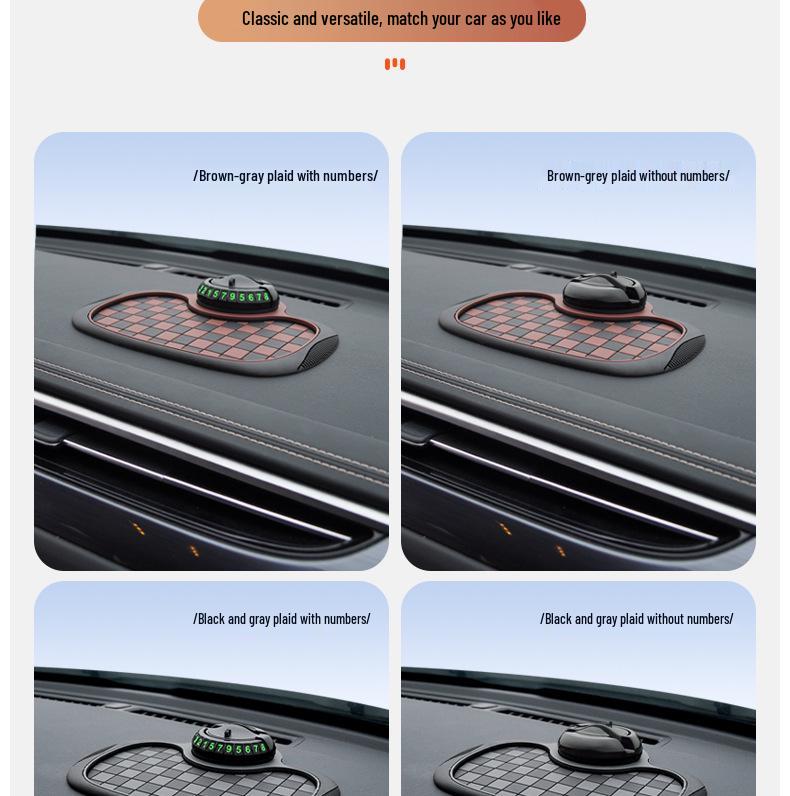 Anti-Slip Car Dashboard Mat & Phone Holder with Hidden Parking Plate