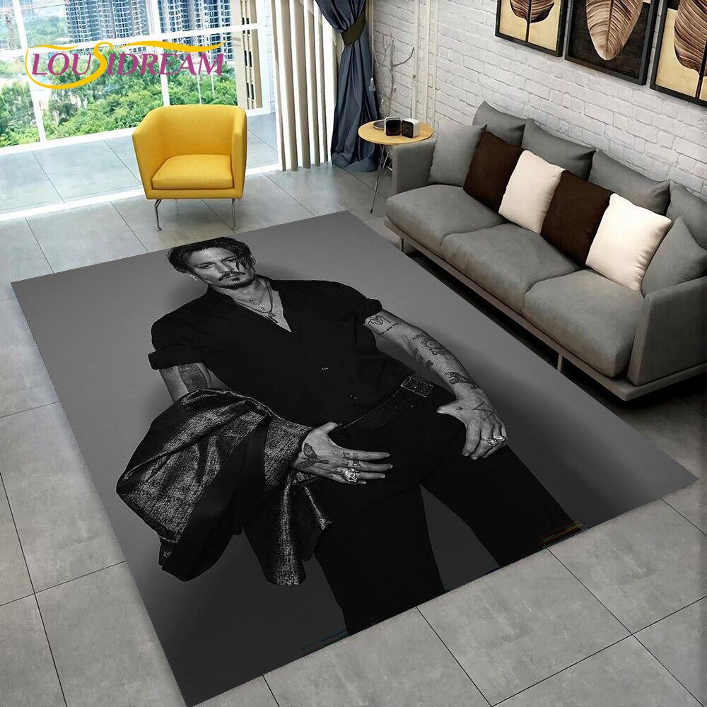 3D Printing Johnny Depp Series Area Rug,Carpet Rug for Home Living Room Bedroom Sofa Doormat Kitchen Decor,Non-slip Floor Mat HD