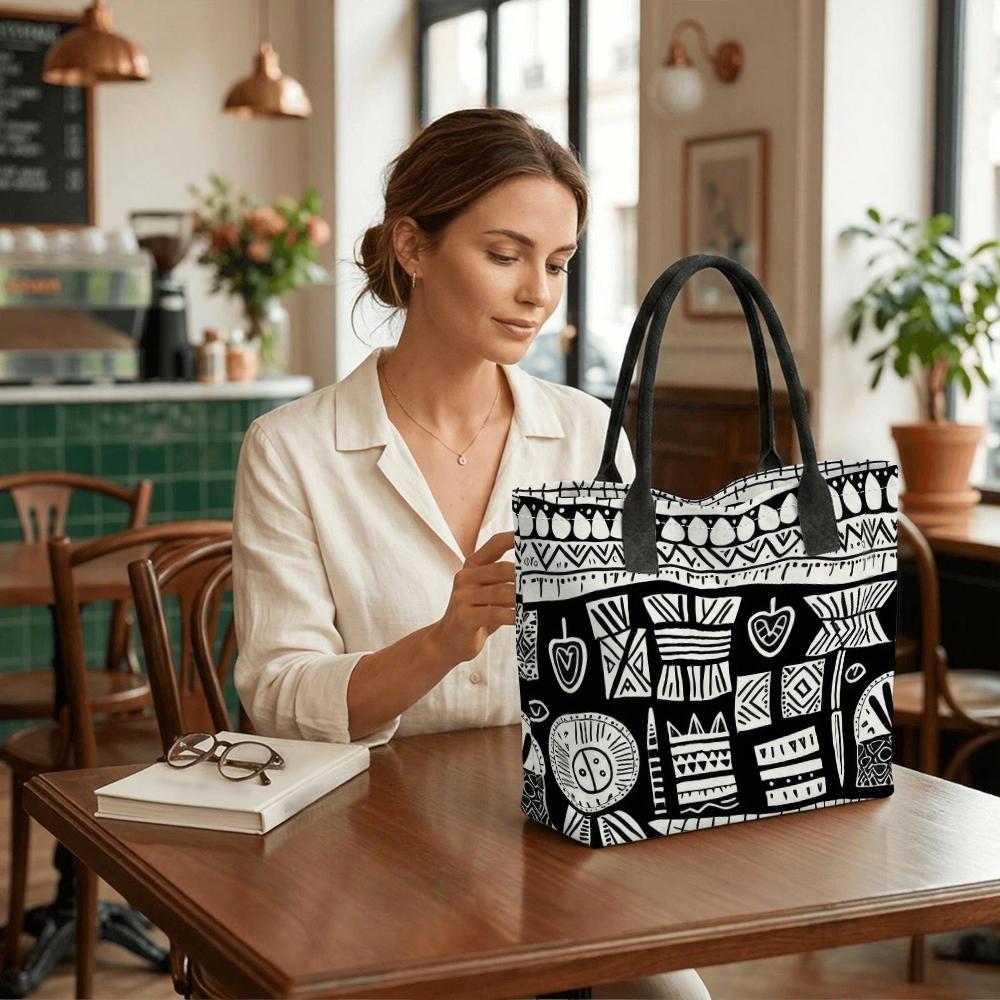 Bohemian Geometric Printed Tote Bag Large Casual Daily Carry Handbag for Women