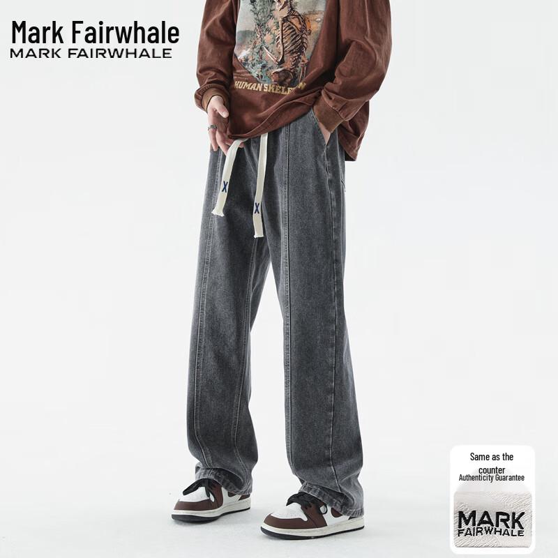 Mark Fairwhale Men's American Retro Loose Wide Leg Straight Jeans