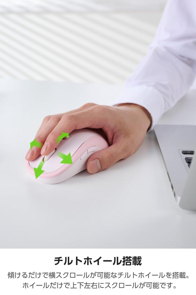 ELECOM OSMOD Seven 7 Wireless to 2 7 Tilt Mouse, Quiet, Bluetooth, 2.4GHz, Multi-Pairing (up Devices), Buttons, Wheel, Large, Pink, M-MY40MBSPN-G