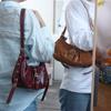 Vintage Y2k Shoulder Bag Pu Leather Spicy Girl Handbag New Buckle Armpit Bag  Women