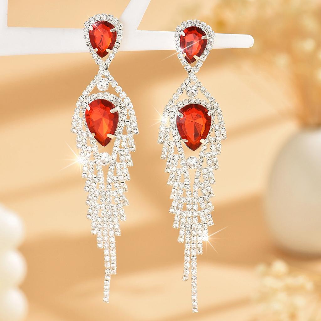 Water Droplets Full Of Diamonds, Tassel Long Earrings, High-End Zircon Stud Earrings, Fashionable Light Luxury Atmosphere, Personalized Earrings
