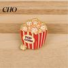 Unique Brooch Gift Cartoon Cat Popcorn Lapel Pin Cute Food Series for Bags Jackets with Interesting Design & Backpacks Zinc Alloy Rust-Proof