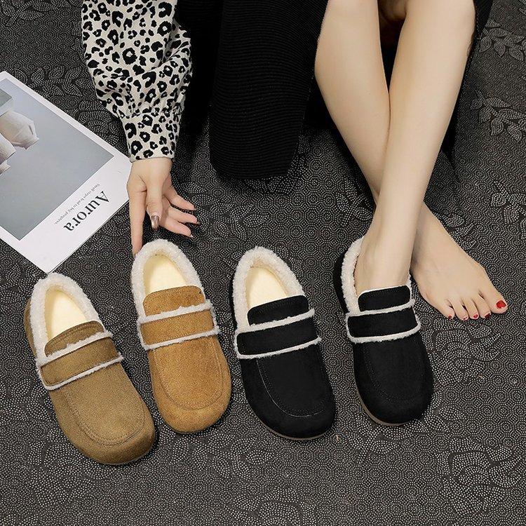 Doudou Mao Mao Shoes Wear Autumn and Winter Single Shoes Flat-soled Birkenstocks Retro One-pedal Velvet Cotton Shoes