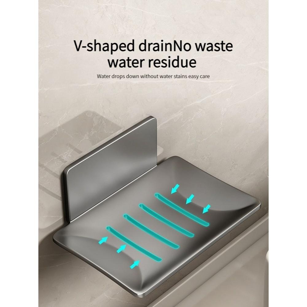No Need For Drilling Aluminum Alloy Soap Holder Bathroom Soap Dish With Drain Water Wall Mounted Soap Box Bathroom Accessories