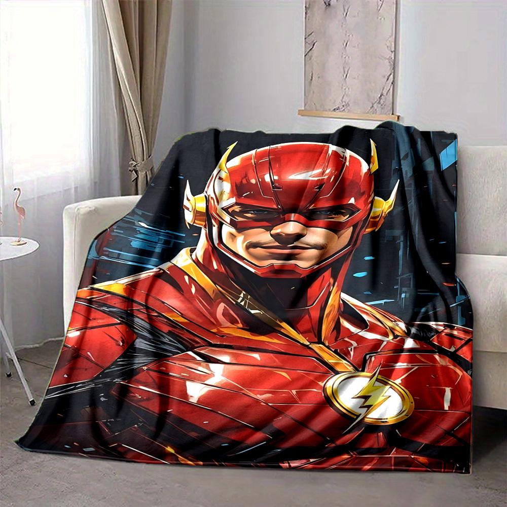 1pc Flash Superhero Blanket Lightweight Flannel Throw For Sofa, Bed, Travel, Livingroom, Office, Couch, Chair, And Bed