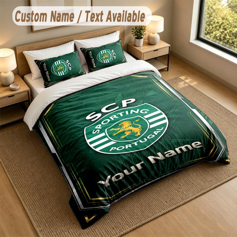 3Pcs Bedding Set Custom Name Text, 1 Sheet 2 Pillowcases Home Bed DecorSporting CP