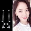 Shimmering Tassels Earrings Featuring 3 Crystal Butterflies Allergy Resistant Zinc Alloy Jewelry For Gift Giving